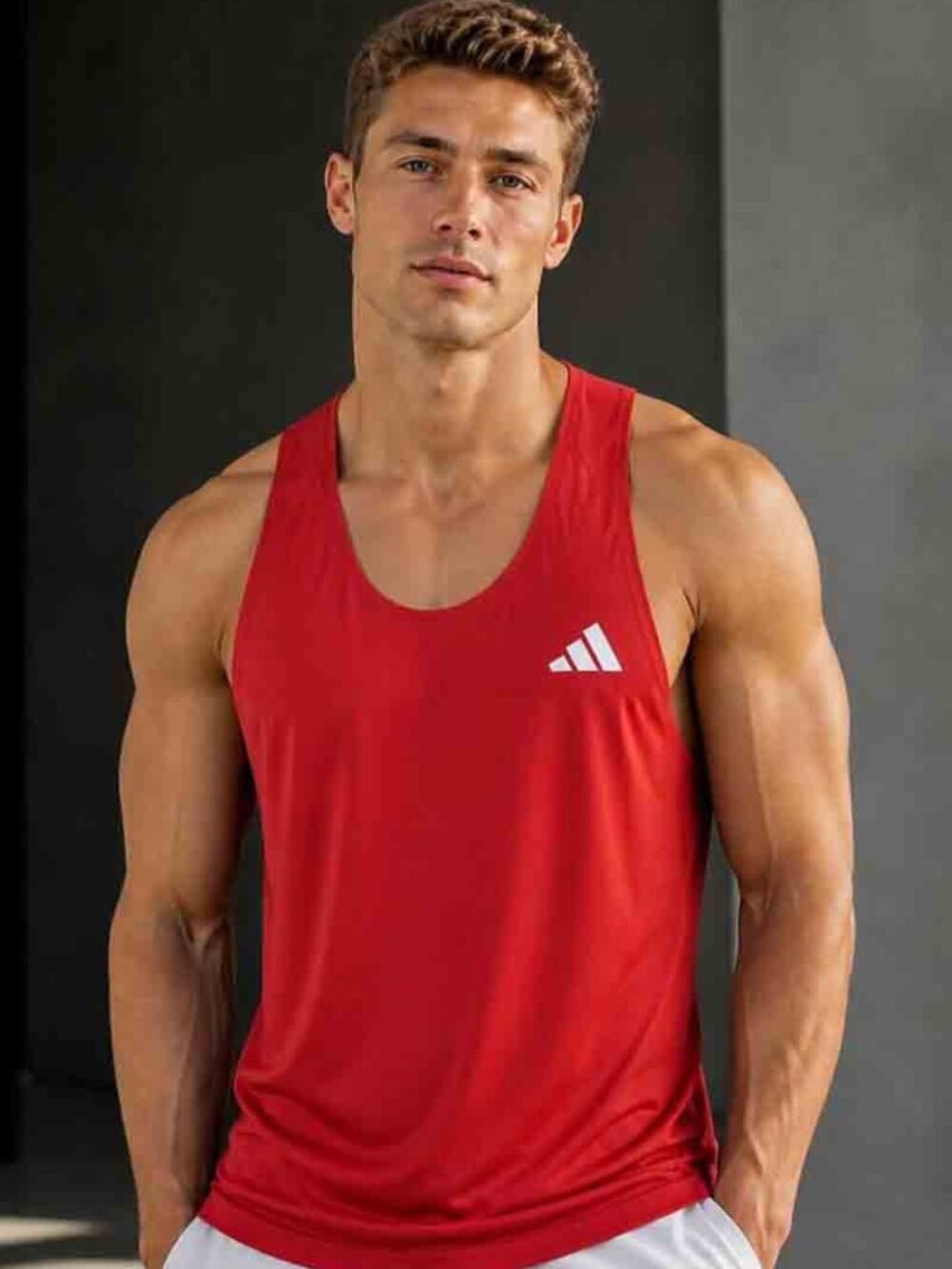 Adidas Running Carrera Tank Top Sleeveless Shirt Red JC9814 Men's Size Medium